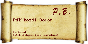 Pákozdi Bodor névjegykártya